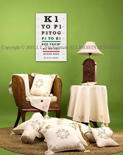 Knitters Eye Charts (TM) Set of 3 Art Prints for Knitters 12" x 18"